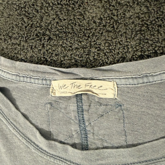 We The Free Soft Blue Oversized Short Sleeve Tee with Asymmetrical Seams- Size L - Picture 2 of 5